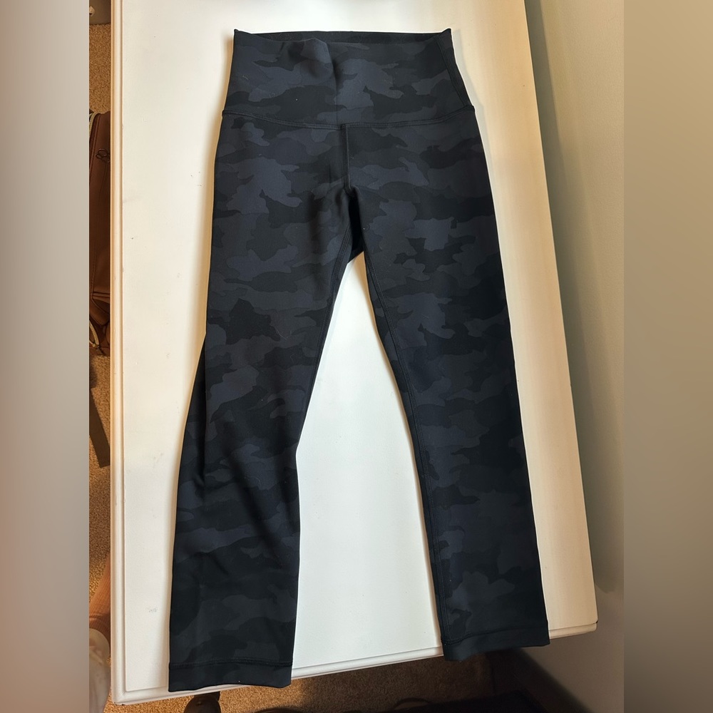 Lululemon Wunder Train Black Camo High-Rise Cropped Leggings